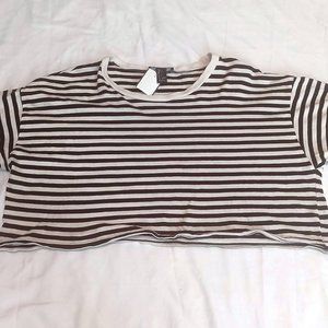 Forever 21 Black/White Striped Crop Top Shirt